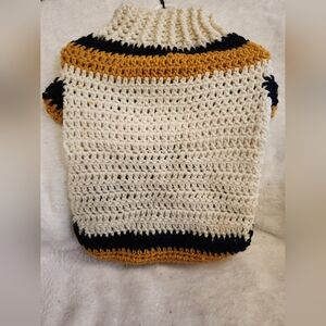 Dog Sweater, size Medium, White and Yellow Crochet Dog Sweater
